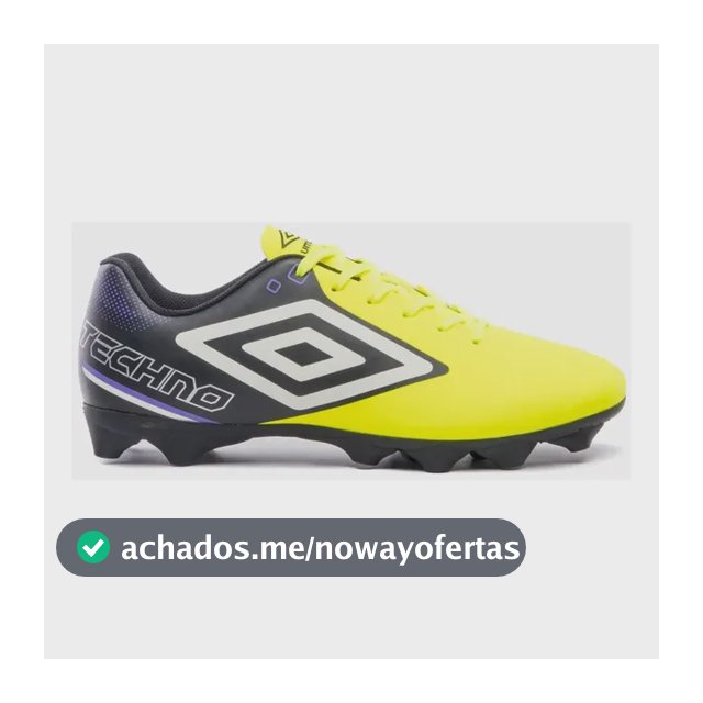 Chuteira Campo Masculino Techno Ii Rb Umbro Limao/preto/branco 39 Br
