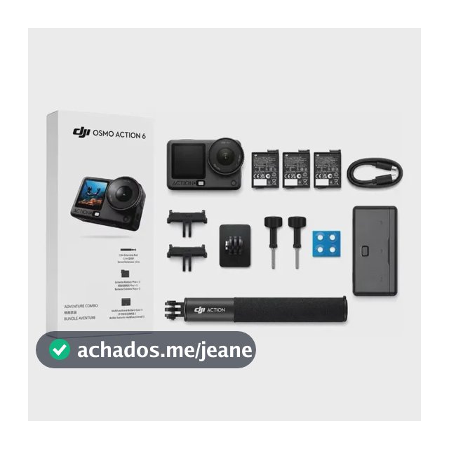 DJI Osmo Action 6 Combo Adventure, câmara de ação com sensor quadrado de 1/1.1 polegadas, abertura variável, resistente ao frio, bateria de 4 horas, câmara de ação 4K ideal para uso diário - DJI218
