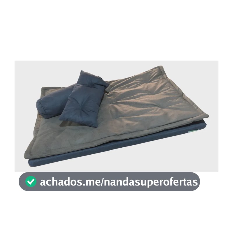 Caminha Cachorro Colchonete Futon C/ Pillow Top 100x80cm Cor Azul/Cinza Desenho Retangular