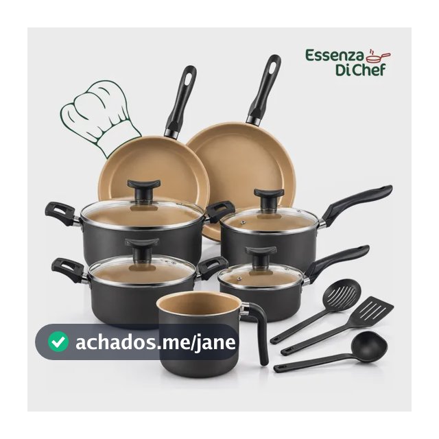 Conjunto Panelas Antiaderente 10 Peças Teflon Várias Cores Preto Com Beje