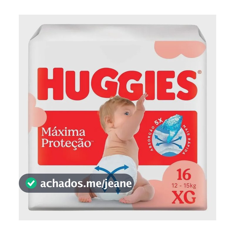 Huggies Fralda Descartável Máxima Proteção XG - 16 Un