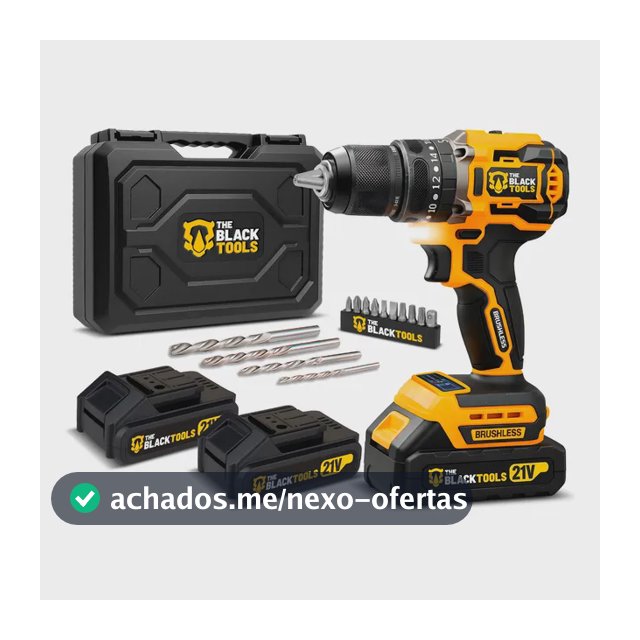Furadeira E Parafusadeira 10mm Sem Fio Brushless 2 Baterias Amarelo E Preto 127/220v 60hz