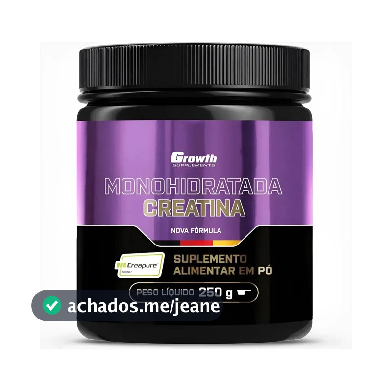 Creatina Creapure Growth 250g Aumento Força Volume Muscular Sabor Natural