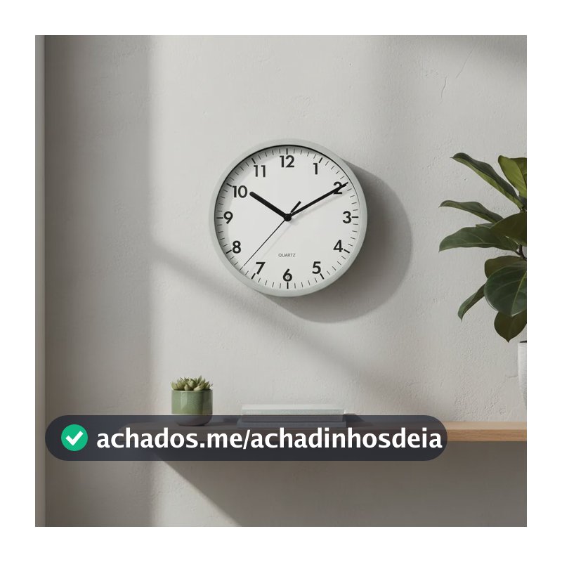 Relógio 20 Cm Redondo Analógico Cor Branco Decorativo Quartz Branco