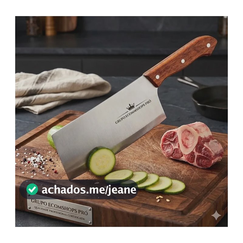 Cutelo Profissional Aço Inox 6 Polegadas Para Cozinha Carne Osso Vegetais Pão Cabo De Madeira Premium