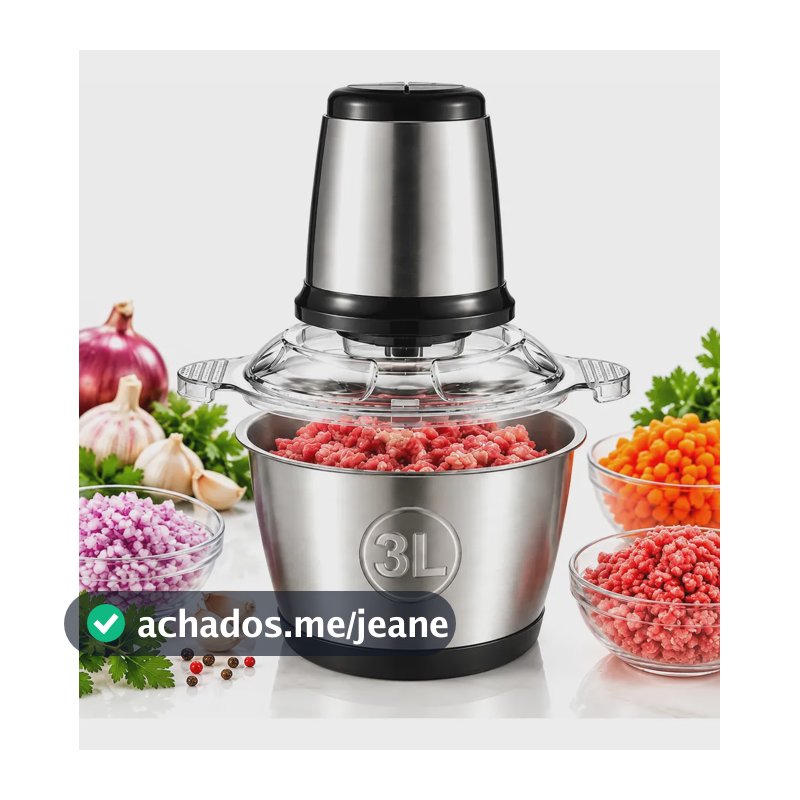 Multiprocessador De Alimentos Elétrico Picador De 3 Litros Inox 2800W