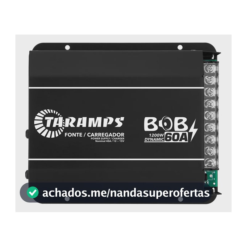 Fonte e Carregador Taramps BOB 60A 1200W para Som Automotivo Bivolt