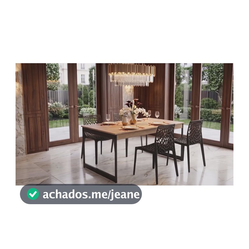 Conjunto De Jantar Mesa 120x80 + 4 Cadeiras Carvalho Liso