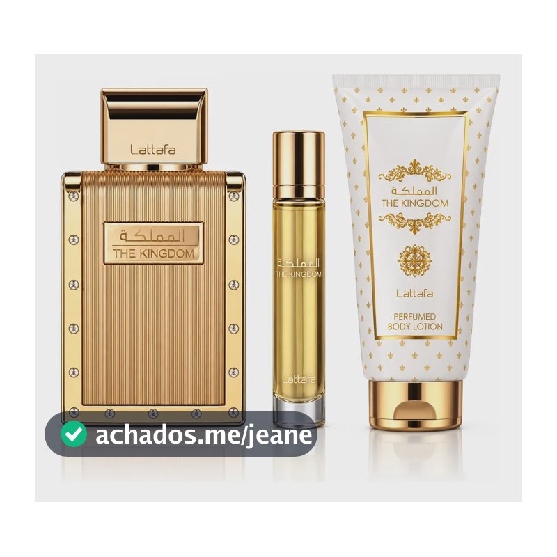Kit Perfume Lattafa The Kingdom Edp + Miniatura + Loção