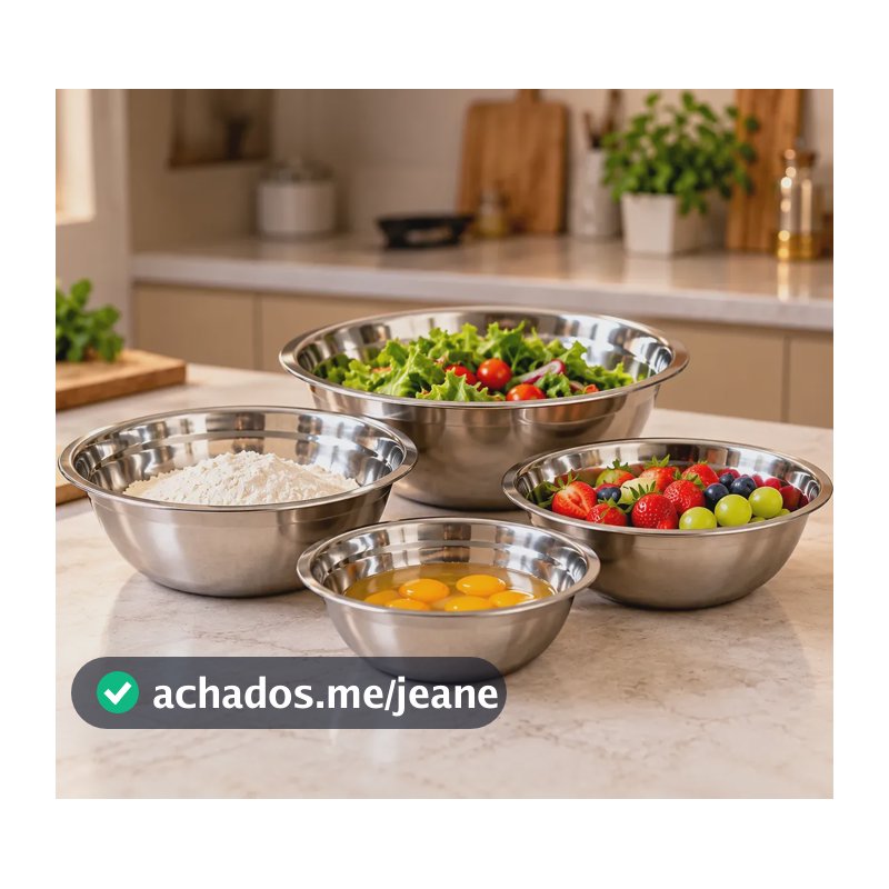 Kit 4 Tigela Bacia Em Aço Inox Multiuso Conjunto De Cozinha Inox