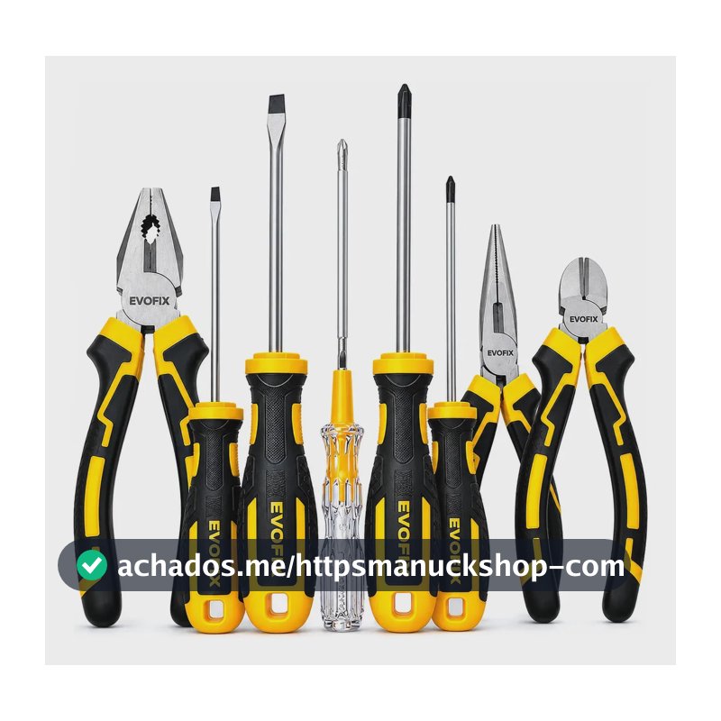 Kit Ferramentas 8 Peças Evofix Alicates Chaves De Fenda e Phillips Testador De Voltagem