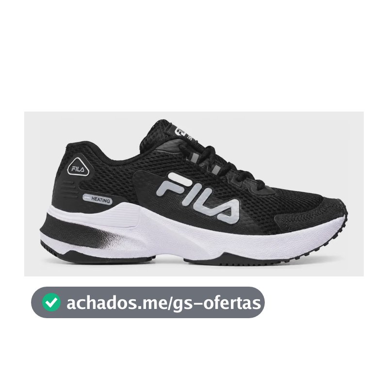 Tênis Fila Academia Corrida Caminhada Heating Leve Macio F Preto Branco 41 Br