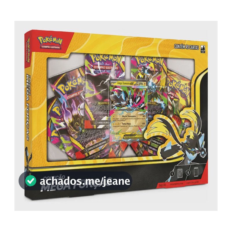Box Pokémon Tcg Mega Forças - Mega Zeraora Ex 8 Boosters Copag Português