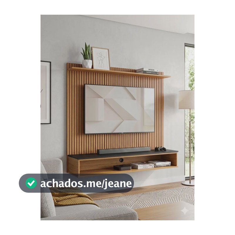 Painel Tv 50 Polegadas Siena Ripado Moderno Suspenso Preto/ripado