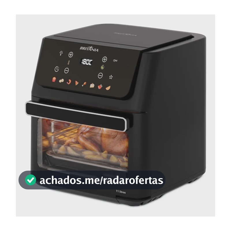 Air Fryer Oven Britânia 11L 8 Funções 1800W Painel Digital BAF11A
