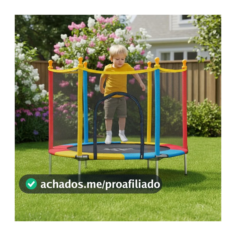 Cama Elástica Trampolim JustFun de 1,40 m para Crianças Colorida JustFun Brinquedos