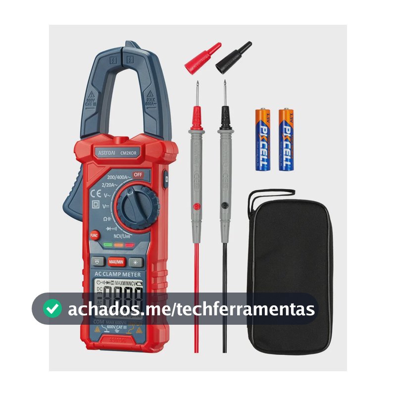 Amperímetro Alicate digital com pinça AstroAI de 2000C para medição de corrente e tensão,com seleção automática de faixa,para medição de tensão CA/CC,corrente CA,resistência,capacitância,continuidade