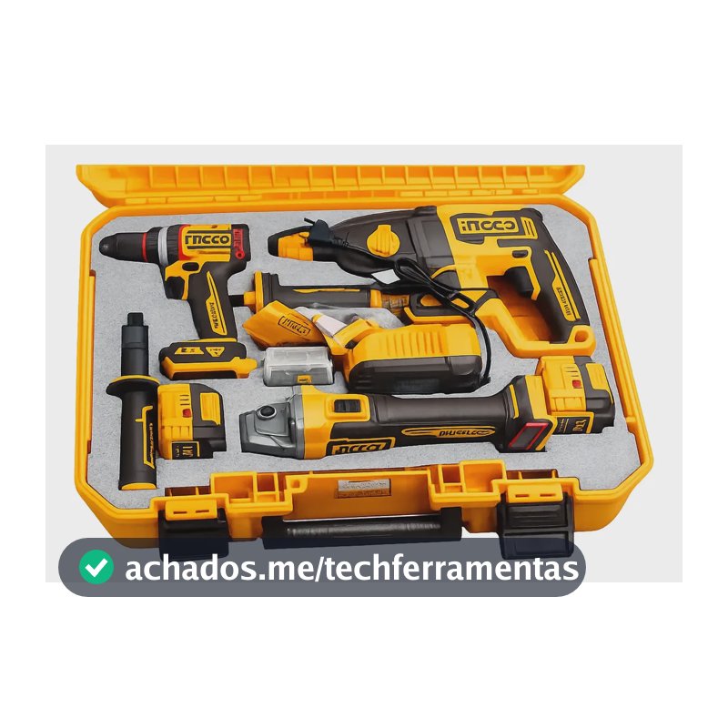 Combo Parafusadeira+esmerilhadeira+martelete+2x 4ah Ingco