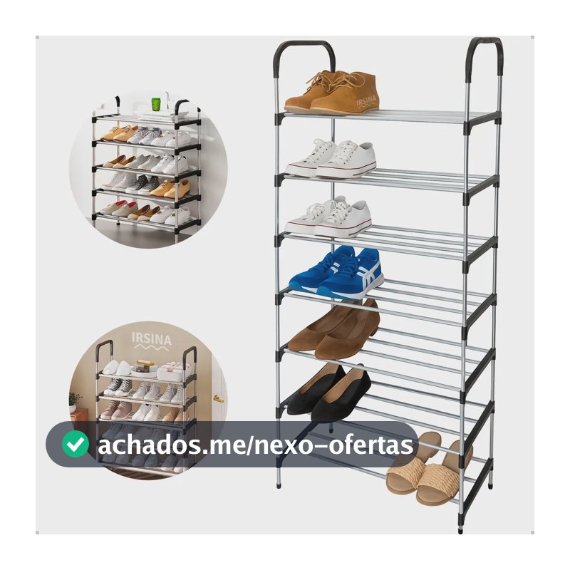 Sapateira Vertical IRSINA 7 Andares Aço Inox 21 Pares Cor Preto