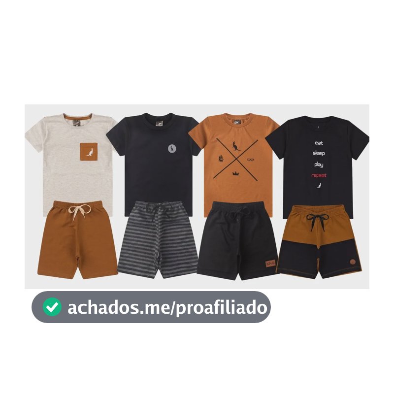 Kit 4 Peças 2 Conjuntos Roupa Infantil Menino Verão Sortido Multicolorido 6