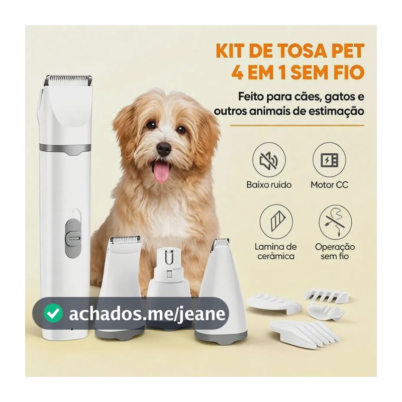 Máquina de Tosa Elétrica New Pet Sem Fio 4 em 1 para Cães e Gatos