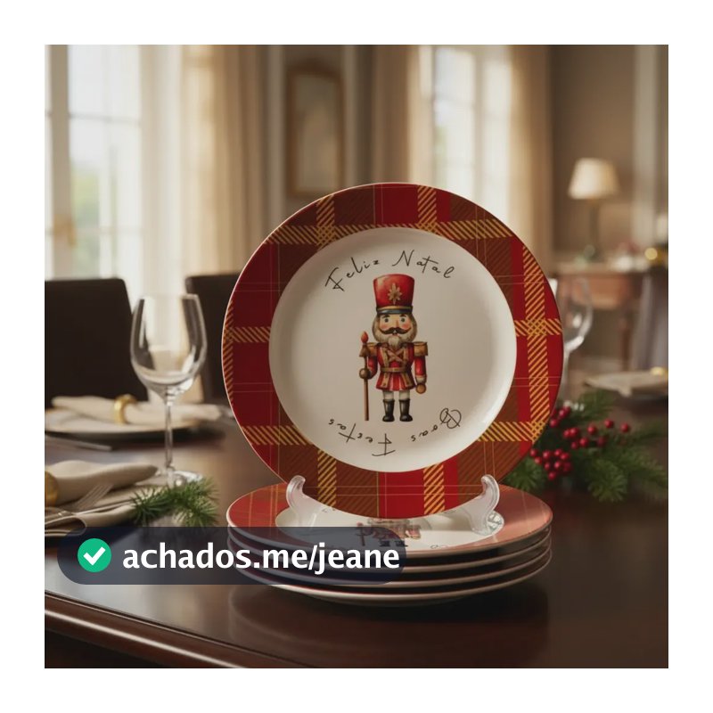 Kit Com 6 Pratos Raso Quebra Nozes 17,5cm Sobremesa Natal Quebra Nozes Natal Quebra Nozes