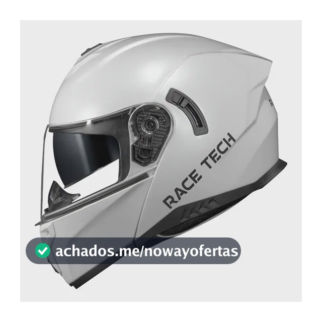 Capacete Moto Race Tech Articulado Signal Monocolor Branco