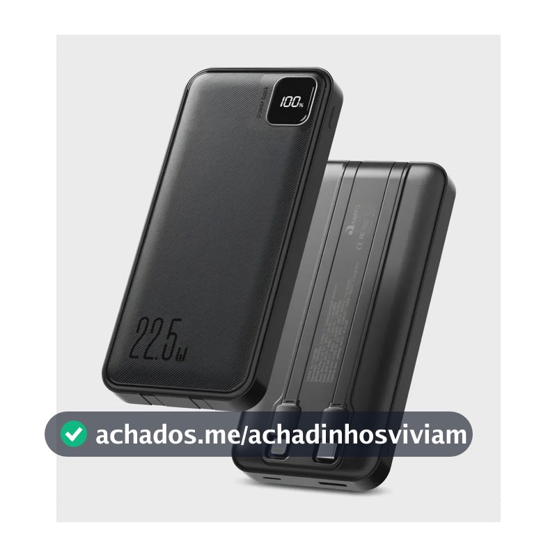 Power Bank 10000 mah Turbo 22.5w Carregador Portátil Display Digital Usb C Universal iPhone Samsung Xiaomi Motorola Audiophile