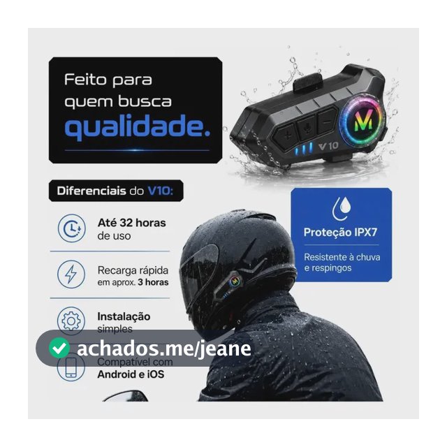 Fone De Ouvido Para Capacete Moto Intercomunicador Bluetooth