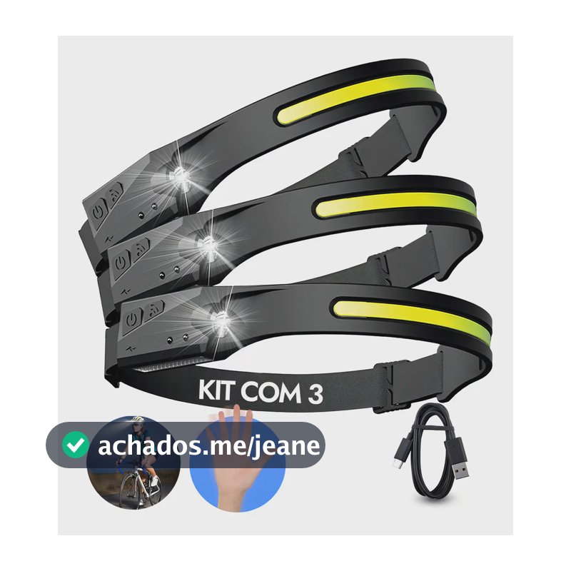 Kit 3 Lanterna De Cabeça Led Super Forte Resistente Água Recarregável Yellow Seller