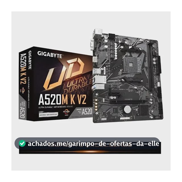 Placa Mãe Gigabyte Ultra Durable A520m Kv2 Amd Am4 Matx Ddr4 Preto