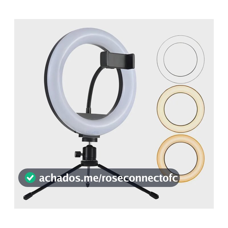 Ring Light Engarb 20cm com Tripé de Mesa USB 3 Tons de Cor