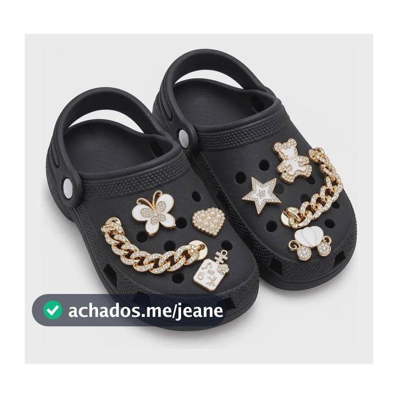 Babuche Decorada Com Enfeites Super Leve E Macio Preto 35/36