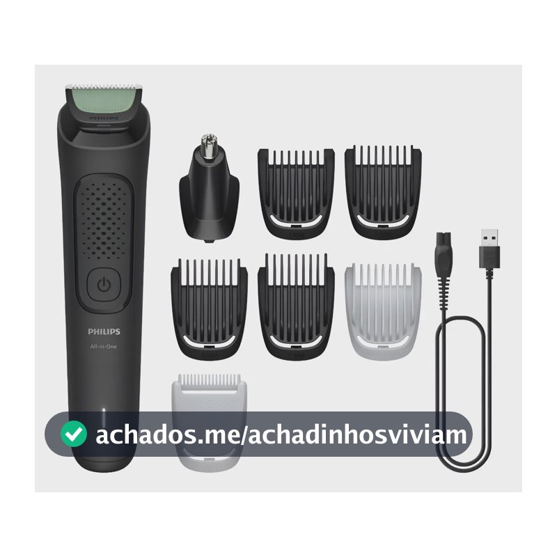 Aparador e Barbeador Elétrico All-in-One Série 3000 8 em 1 : Visual completo para rosto, cabelo e corpo | 60 min sem fio | Lâminas autoafiaveis de aço | Pontas arredondadas | MG3917/15