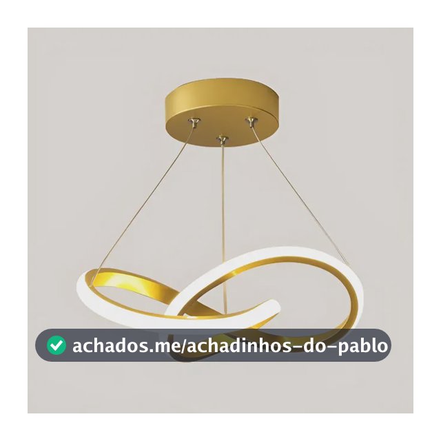 Lustre Pendente Moderna Led,luminaria Dourado Redondo Sala 127/220v Dourado