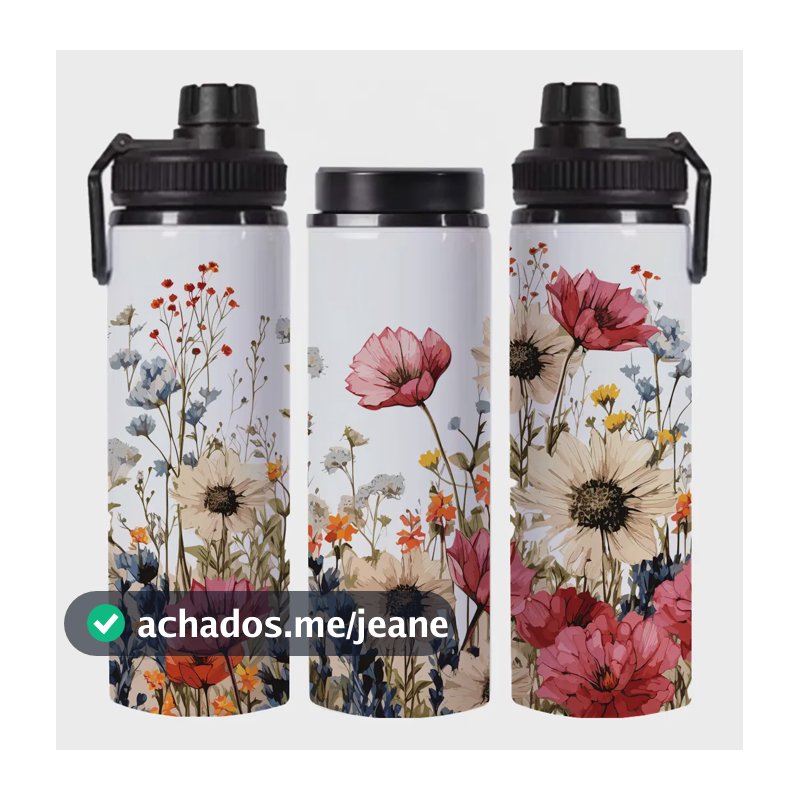 Garrafinha De Água Da Mulher Com Estampa Florida Rosas 750ml