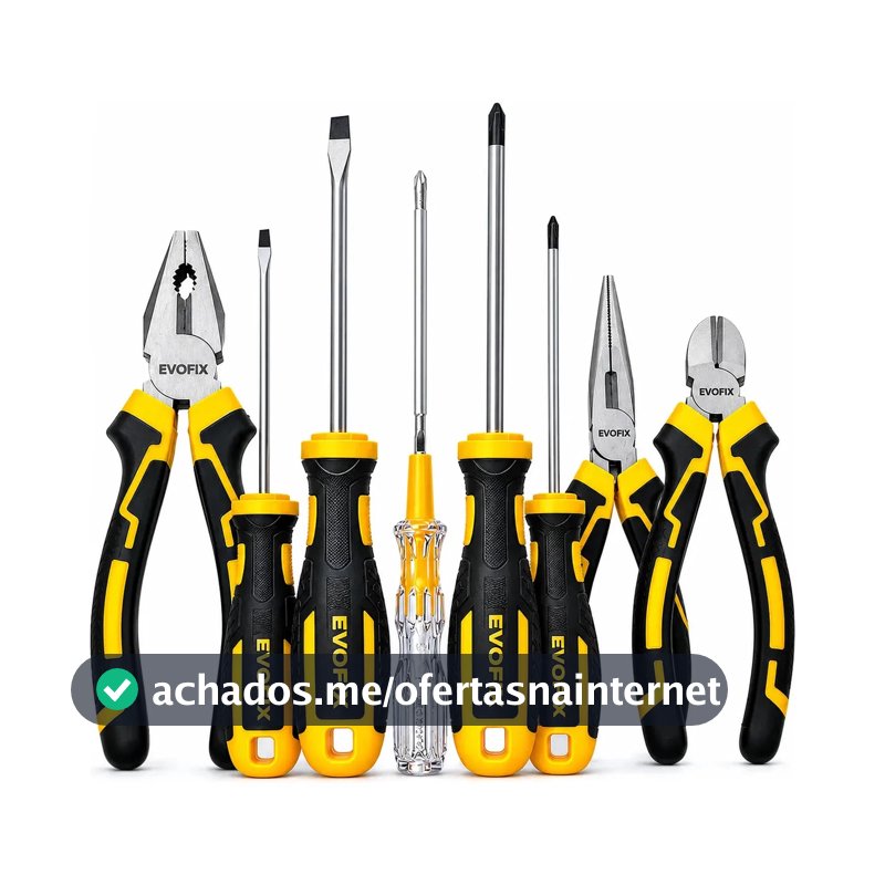Kit Ferramentas 8 Peças Evofix Alicates Chaves De Fenda e Phillips Testador De Voltagem