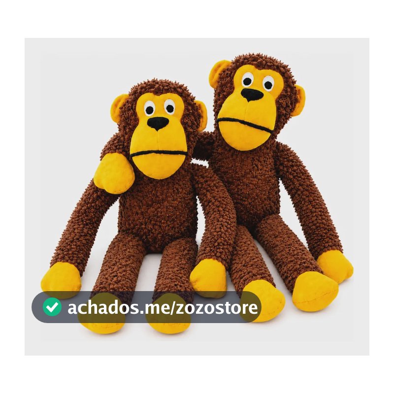 Kit 2 Brinquedo Cachorro Pelúcia Macaco 40 Cm Com Apito