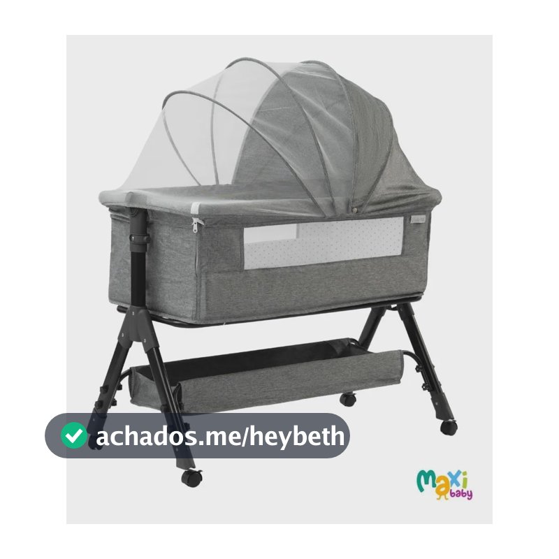 Berço Portátil Funcional Maxy Baby Cinza Belle Cinza