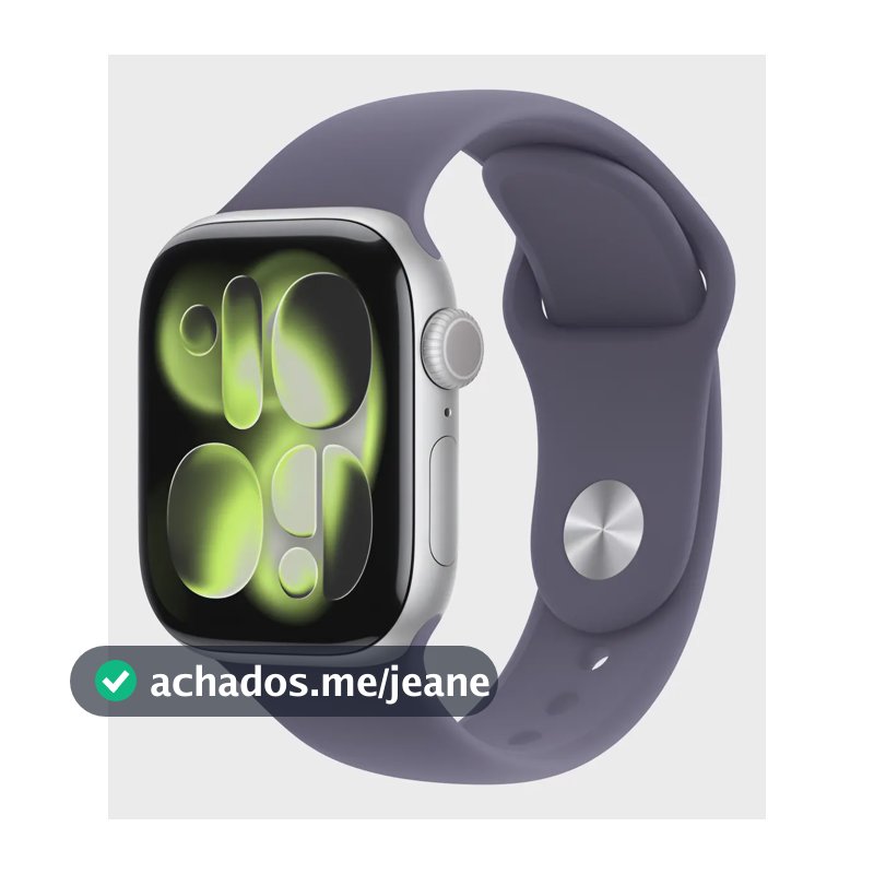 Apple Watch Series 11 GPS - Caixa prateada de alumínio – 42 mm - Pulseira esportiva roxo-névoa – M/G - Distribuidor Autorizado