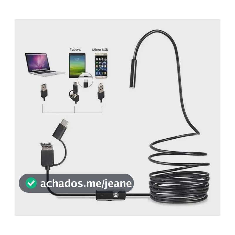 Câmera Sonda Endoscópica Android Prova Água Foto Inspeção 5m