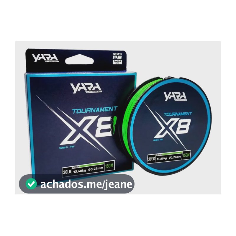 Linha de Pesca Multifilamento Yara 300m 0,41mm Verde-Limão Resistência 29,48kg