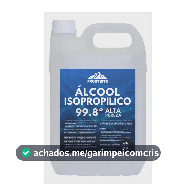 Álcool Isopropílico 99,8% FROSTBITE 5 Litros Limpador Eletrônico Telas