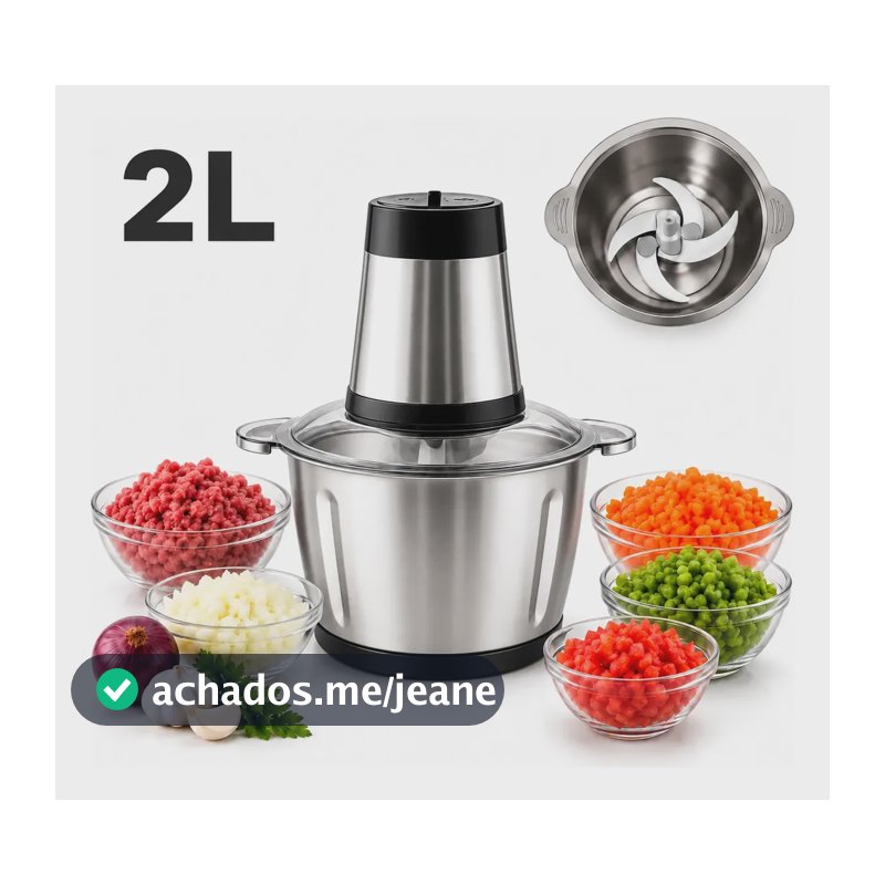 Multiprocessador Alimentos Triturador Carne Legumes Elétrico Multiprocessador Inox 220v