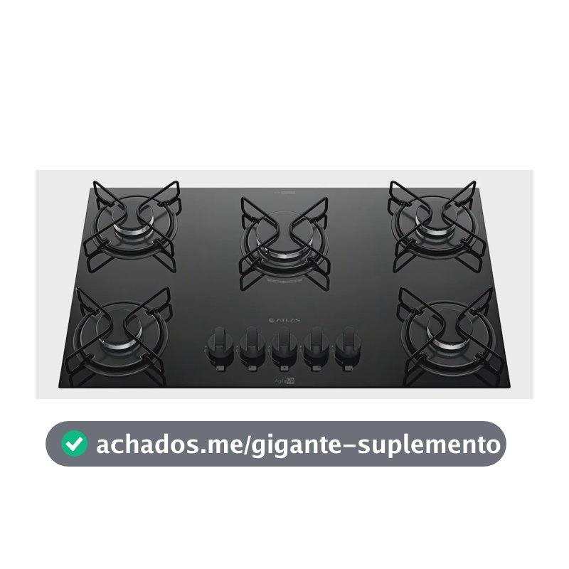 Cooktop 5 Bocas A Gás Atlas Agile Up Mega Chama Preto