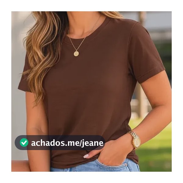 Camiseta T-shirt Feminina Basica 100% Algodão Lisa Blusa Marrom Gg Liso
