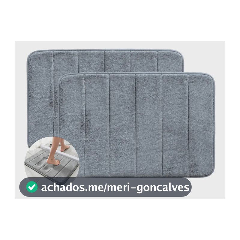 Kit 2 Tapetes Felpudos Banheiro Antiderrapantes 60x40cm Cinza Geométrico