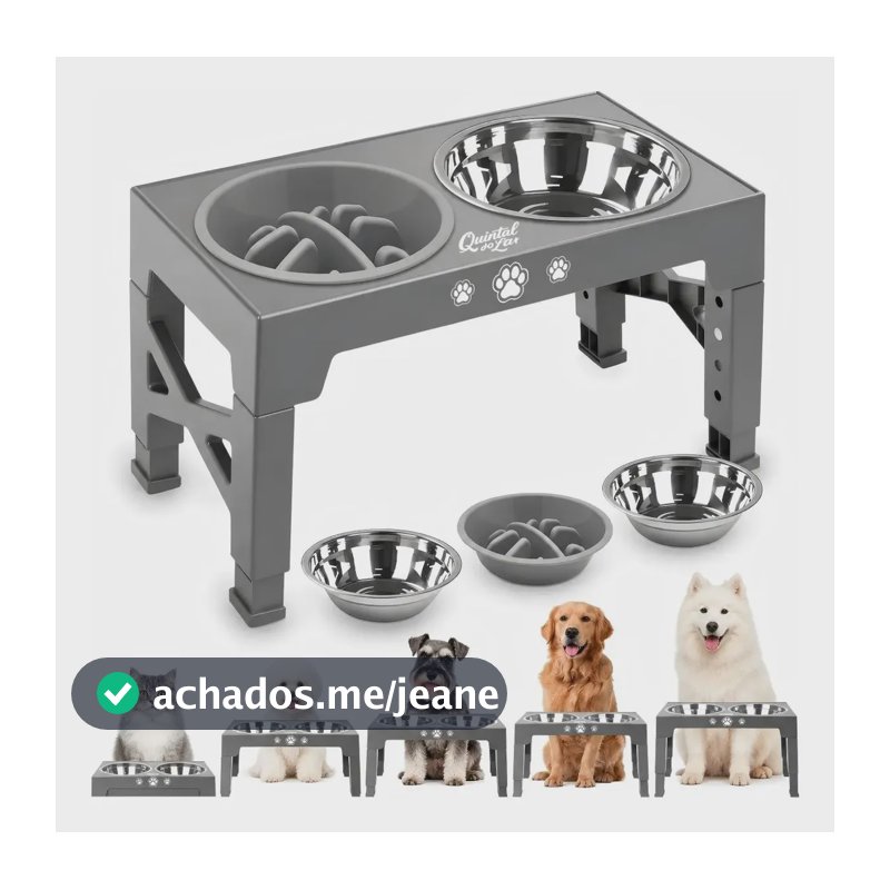 Comedouro Elevado Dobrável Ajustável Lento Para Cães E Gatos Não Aplicável Cinza