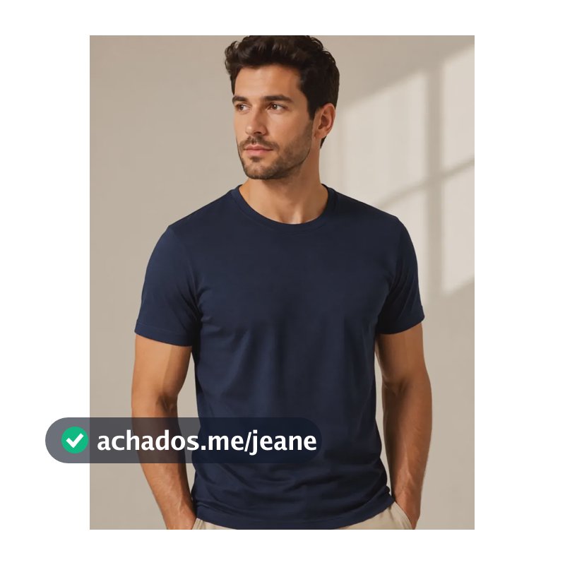 Camiseta Básica Masculina Algodão Slim Blusa Premium Lisa Azul G Liso