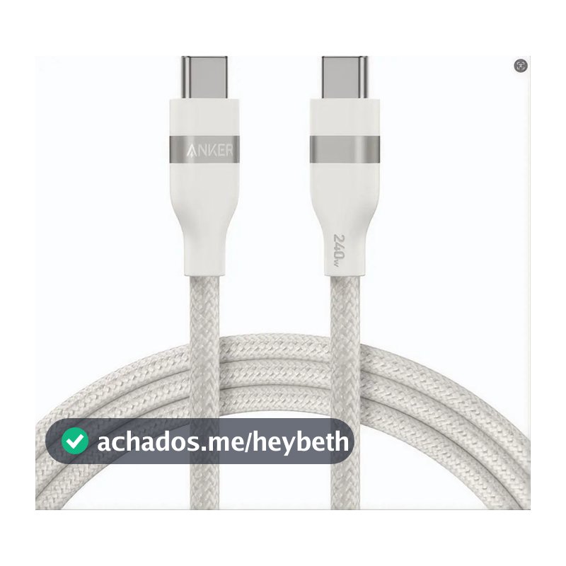 Cabo USB-C Anker Nano 240W (Tipo C) PD 3.2/3.1 Carga Super Rápida Trançado Reciclado 0,9m Cor Branco para iPhone Série 15/16/17, MacBook Pro, iPad Pro, Samsung Galaxy, Xiaomi, Fones, CarPlay e mais
